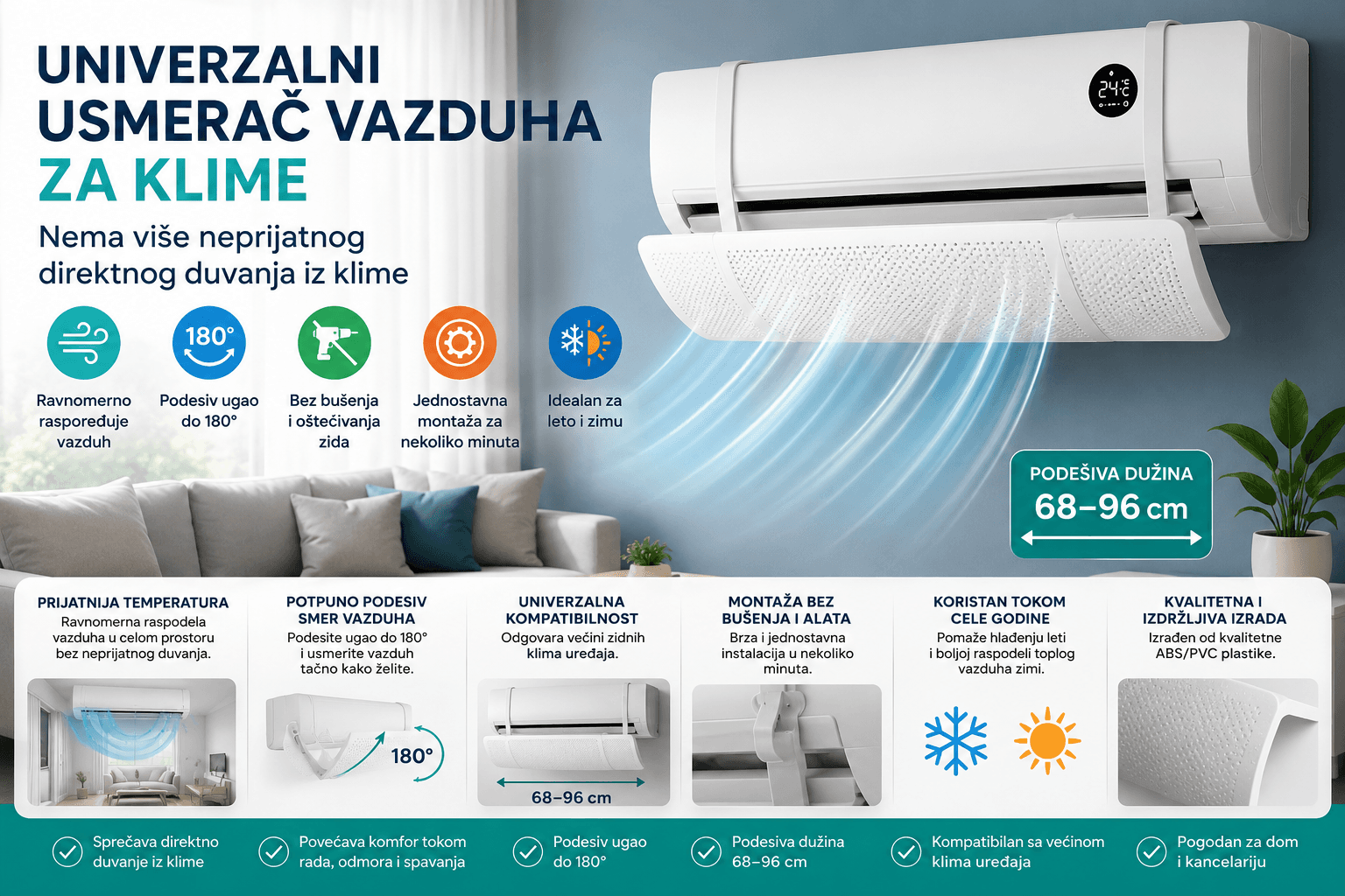 Univerzalni Usmerač Vazduha za Klime